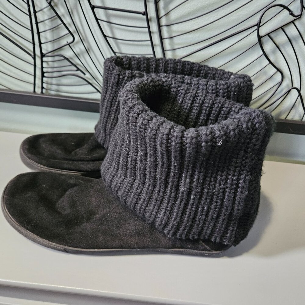 Aldo | Black Suede and Wool Flat and Slouchy Customizable Boots